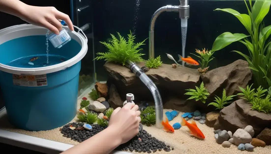 manutenção de filtros, trocas de água e cuidados com substrato