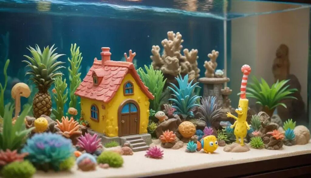 Enfeites para aquário Bob Esponja: ideias criativas e seguras para seu tanque