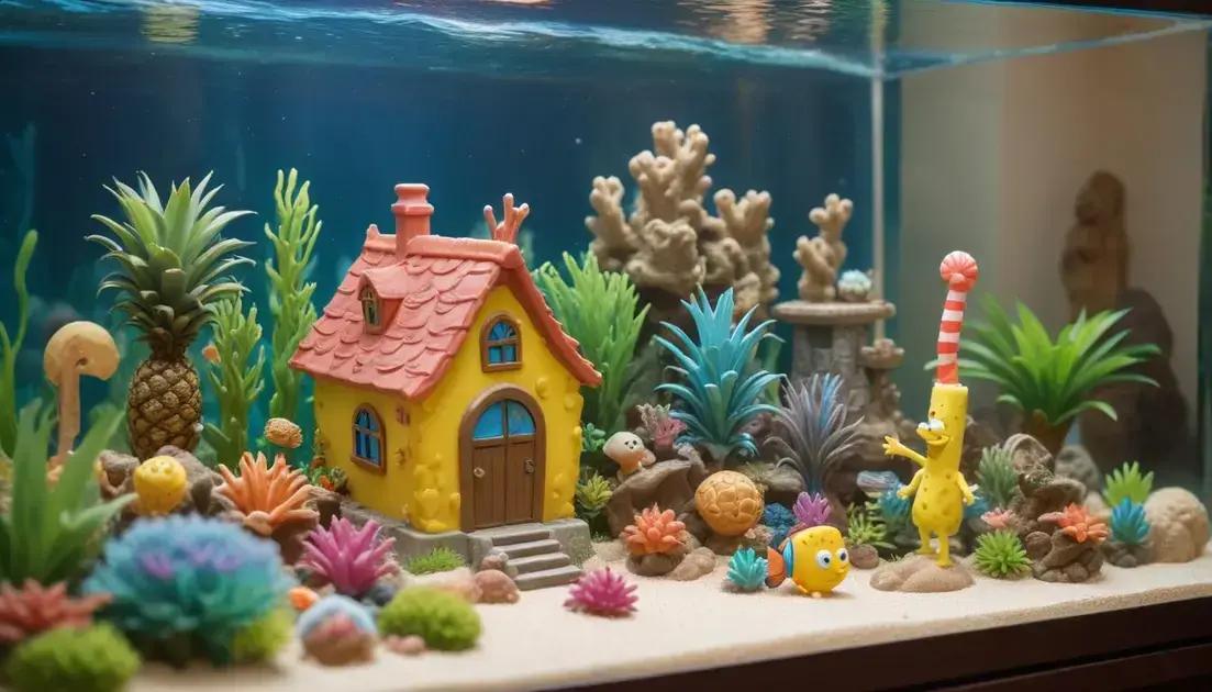 Enfeites para aquário Bob Esponja: ideias criativas e seguras para seu tanque